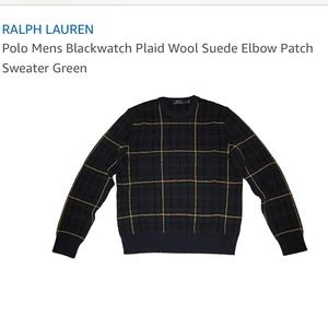 RALPH LAUREN Polo Mens Plaid Elbow Patch Sweater